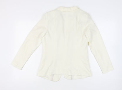 H&M Womens Ivory Shawl Collar Slim Fit Long Sleeve Blazer Jacket Size 10