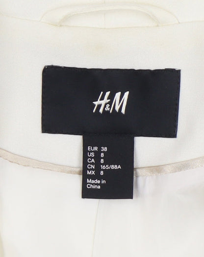 H&M Womens Ivory Shawl Collar Slim Fit Long Sleeve Blazer Jacket Size 10