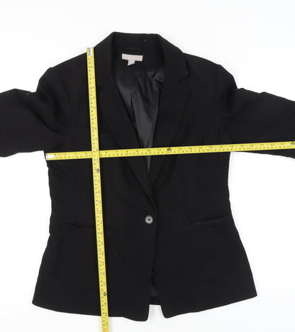 H&M Womens Black Blazer Jacket UK 14 Smart Workwear One Button