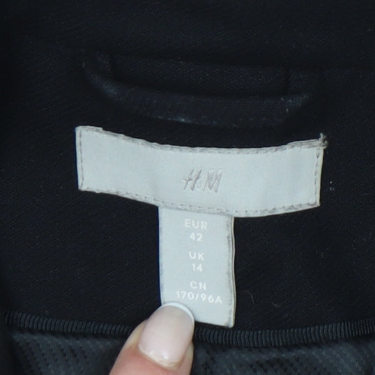 H&M Womens Black Blazer Jacket UK 14 Smart Workwear One Button