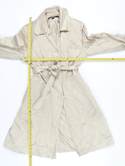 DKNY Womens Beige Trench Coat M Belted Classic Mid-Length