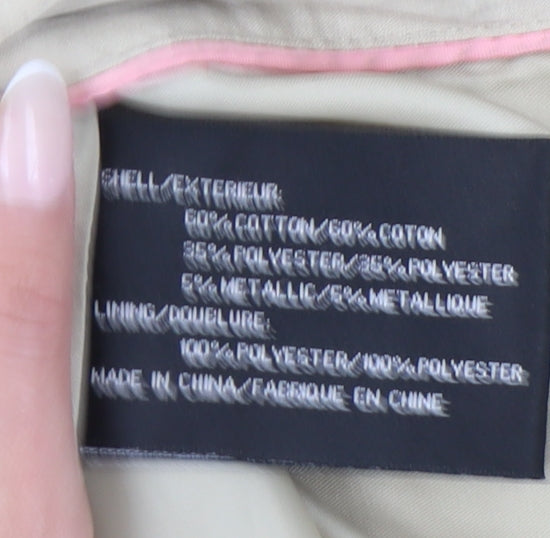 DKNY Womens Beige Trench Coat M Belted Classic Mid-Length