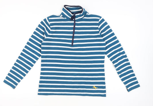 Crane Women’s Blue Striped Sweatshirt UK 10 Equestrian 1/2 Zip