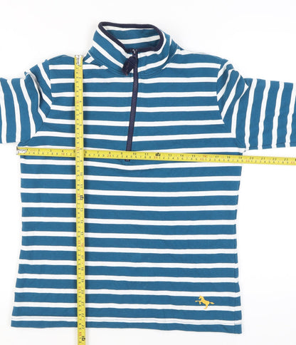 Crane Women’s Blue Striped Sweatshirt UK 10 Equestrian 1/2 Zip