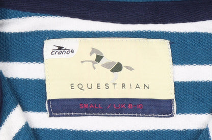 Crane Women’s Blue Striped Sweatshirt UK 10 Equestrian 1/2 Zip