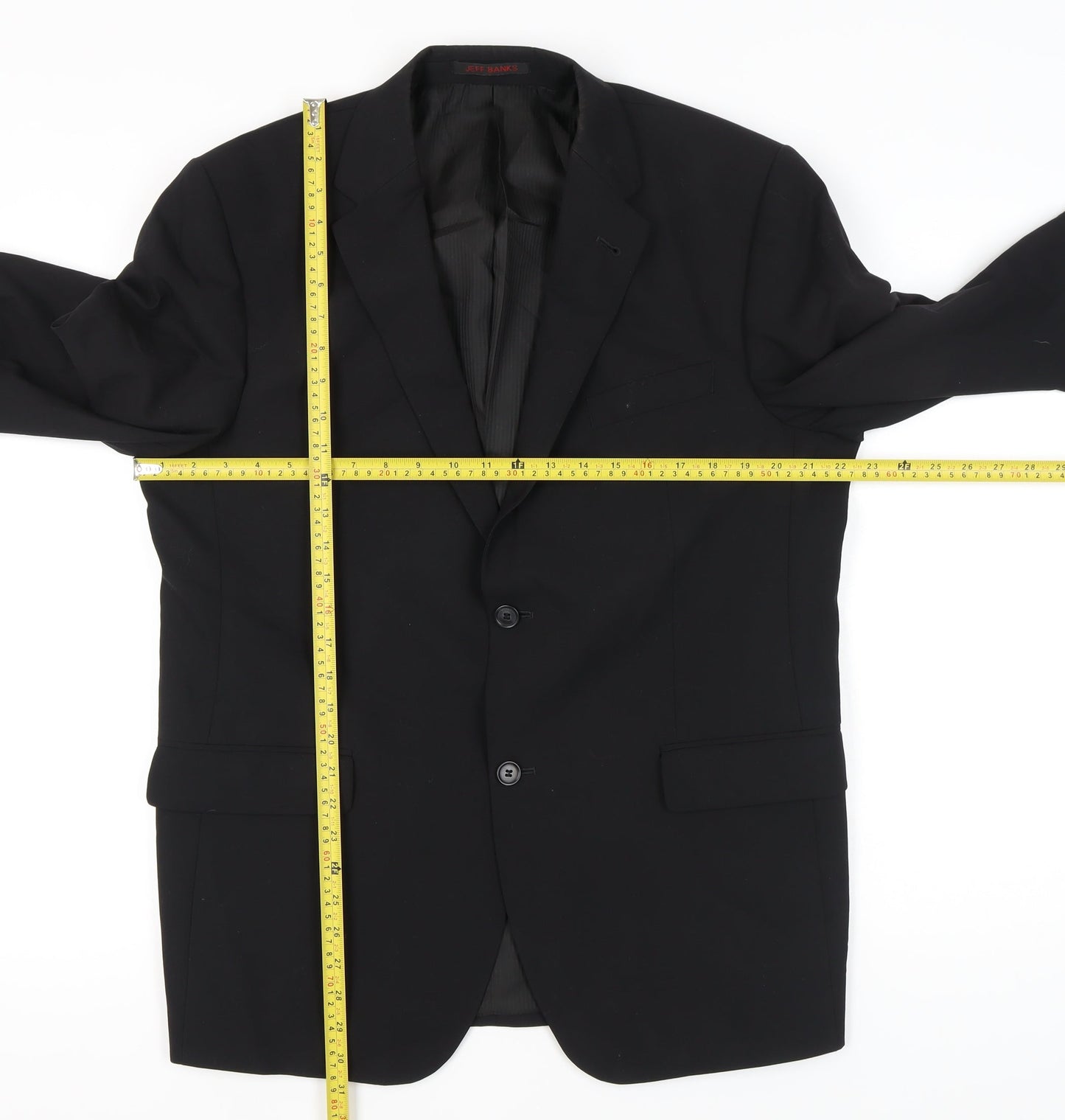 Mens UK Size 42 Jeff Banks Regular Black Suit Jacket