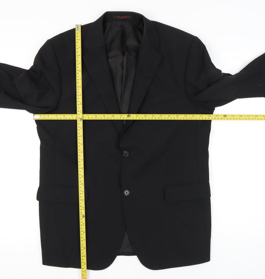 Jeff Banks Men’s Black 42R Wool Blazer Regular Fit 2-Button Jacket