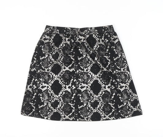 Tu Women Black Animal Print Suit Skirt Size 10 Workwear Stretch