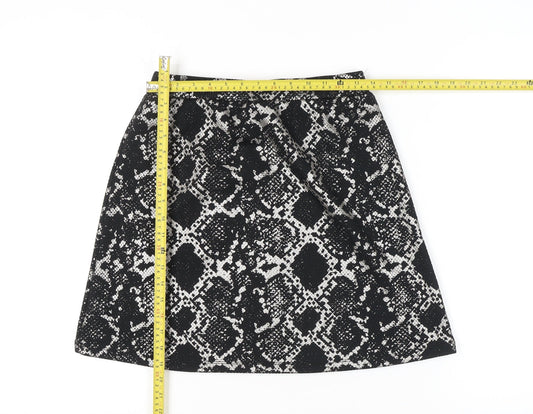 Tu Women Black Animal Print Suit Skirt Size 10 Workwear Stretch