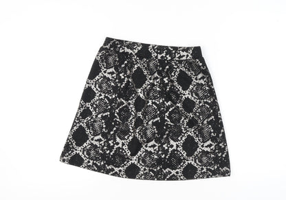 Tu Women Black Animal Print Suit Skirt Size 10 Workwear Stretch