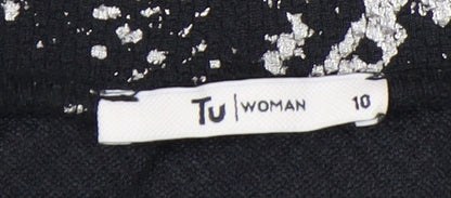 Tu Women Black Animal Print Suit Skirt Size 10 Workwear Stretch