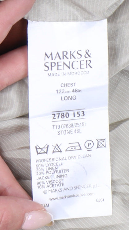 Marks and Spencer Men’s Beige 48L Single-Breasted Blazer