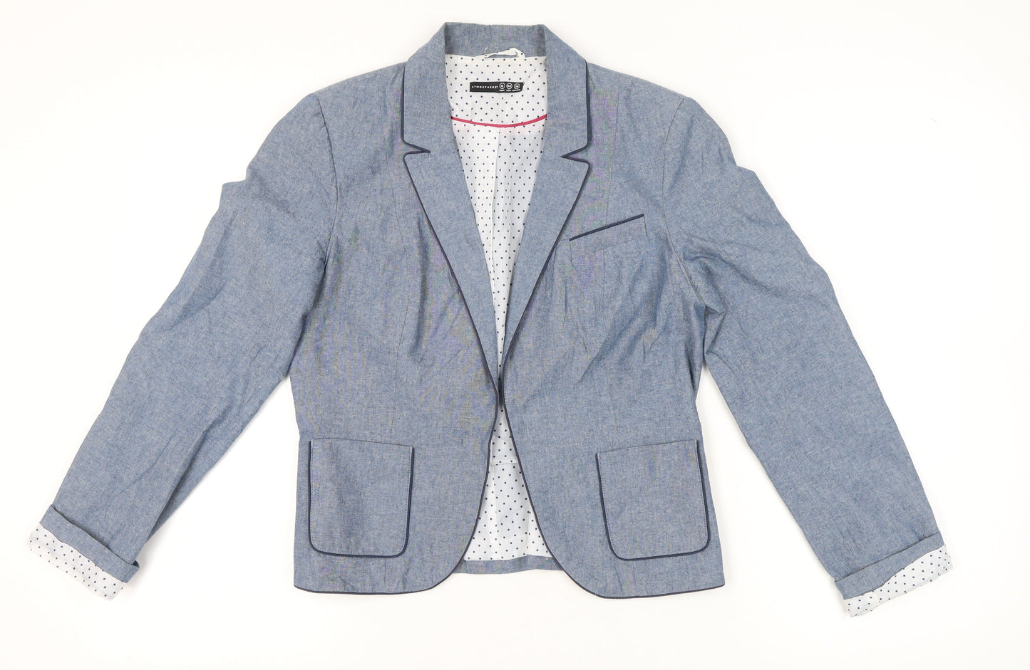 Atmosphere Womens Blue Cotton Blazer Jacket UK 12 Single Breasted