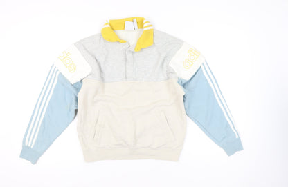 Adidas Women’s Colourblock Sweatshirt Small Grey Blue Beige Logo