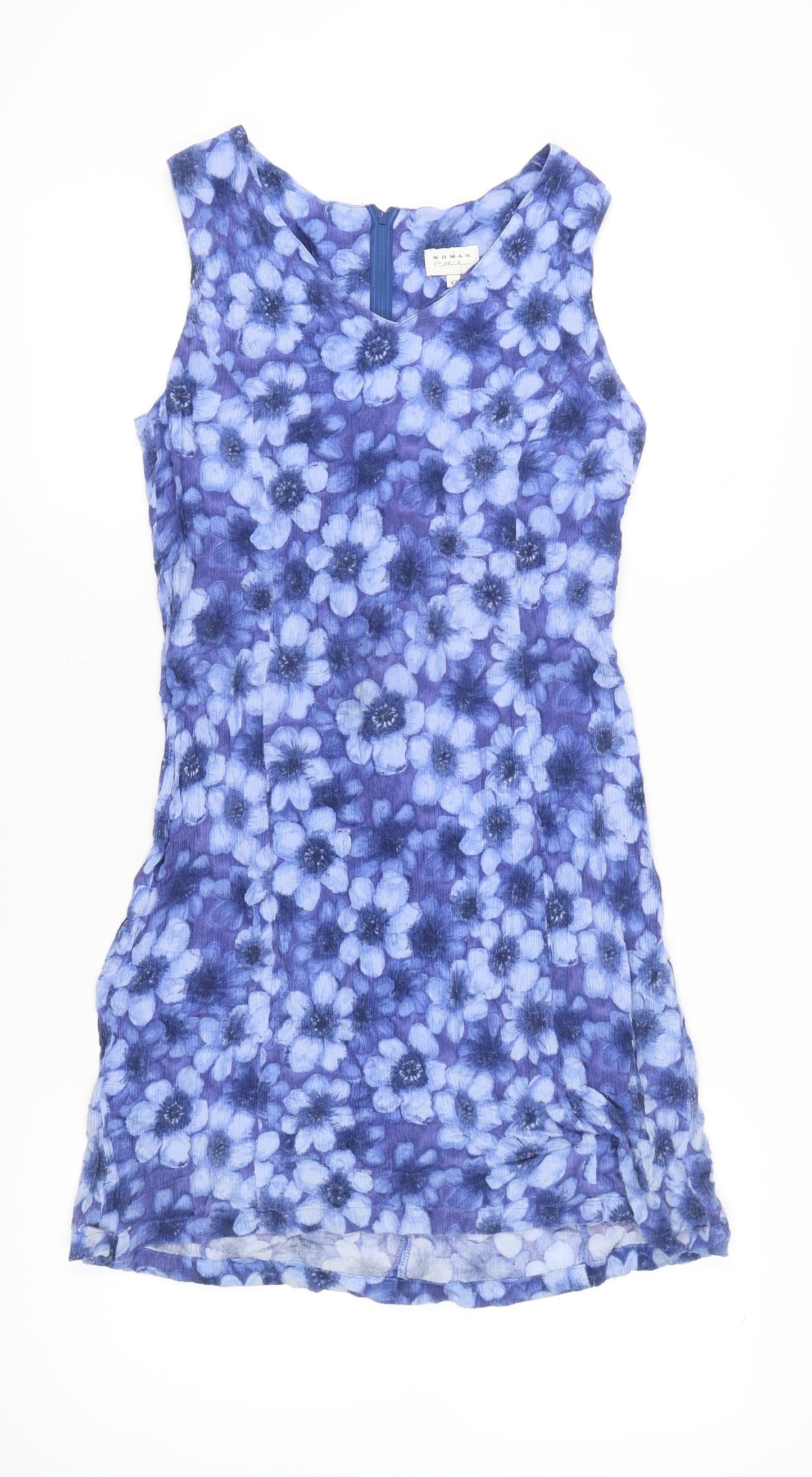 Woman Collection Women's Blue Floral Sheath Dress Size 14