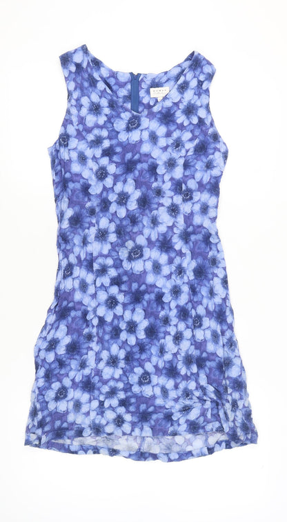 Woman Collection Women's Blue Floral Sheath Dress Size 14