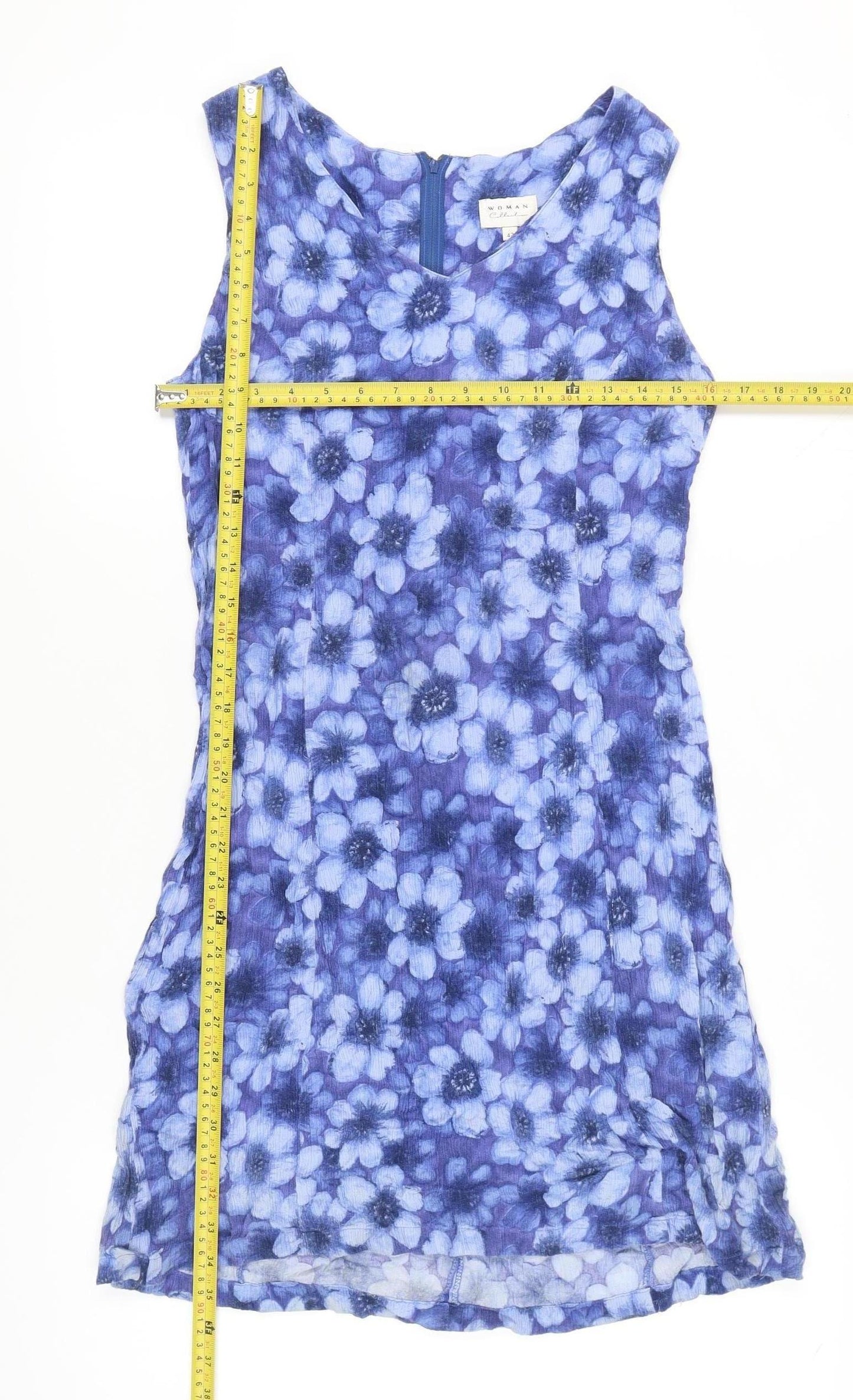 Woman Collection Women's Blue Floral Sheath Dress Size 14