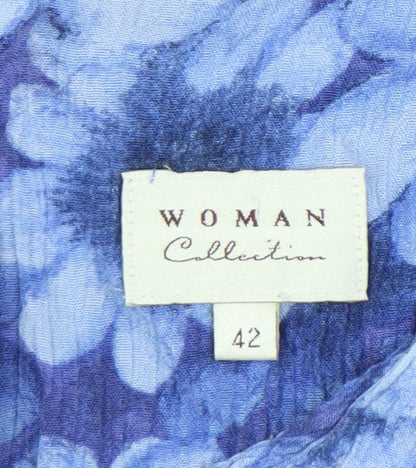 Woman Collection Women's Blue Floral Sheath Dress Size 14