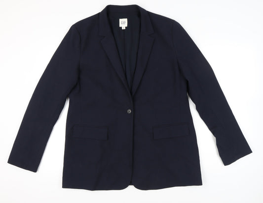 GAP Womens Blue XL Tall Single Breasted Blazer Jacket Workwear
