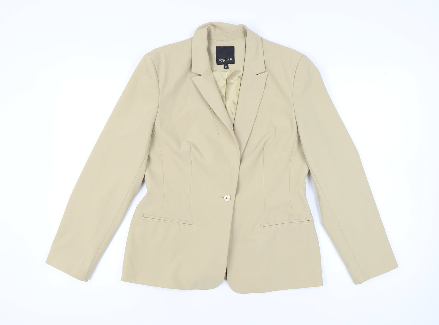 Hyphen Women Beige Blazer Jacket UK 14 Tailored Work Formal