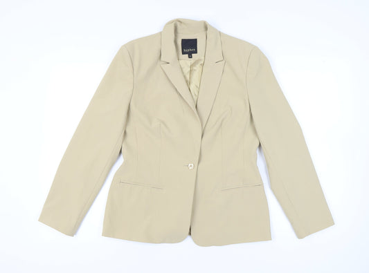 Hyphen Women Beige Blazer Jacket UK 14 Tailored Work Formal