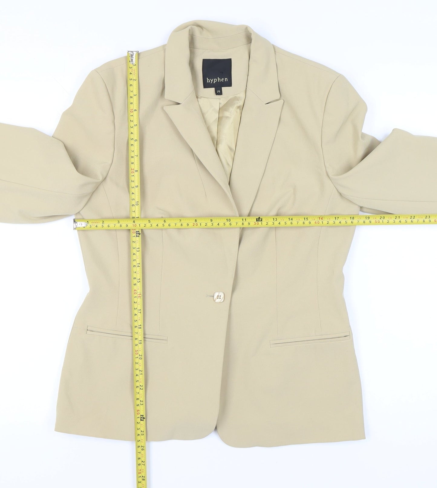 Hyphen Women Beige Blazer Jacket UK 14 Tailored Work Formal