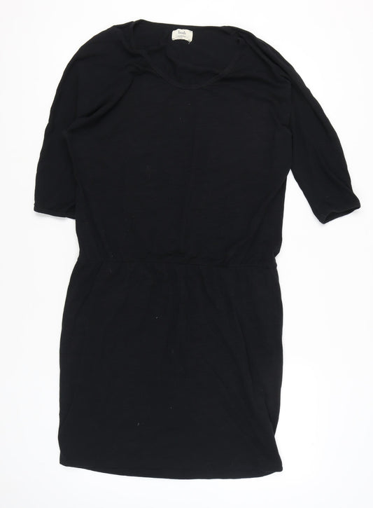 Hush Women Black XL T-Shirt Dress Scoop Neck Half Sleeve Cotton Blend