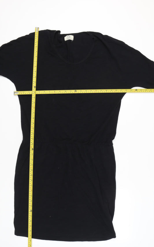 Hush Women Black XL T-Shirt Dress Scoop Neck Half Sleeve Cotton Blend