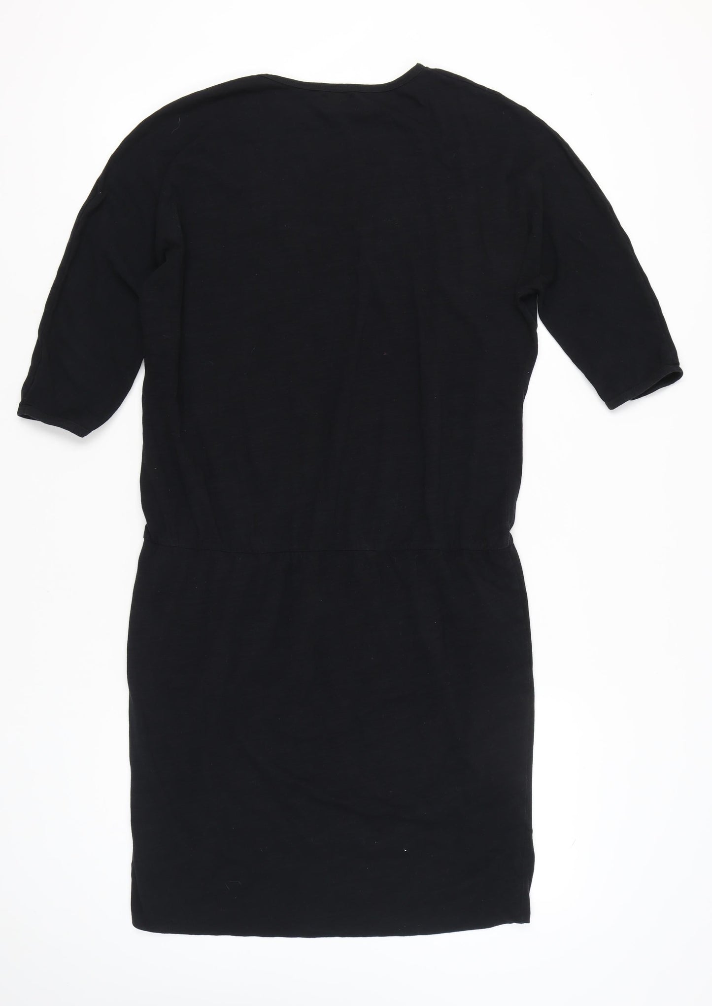 Hush Women Black XL T-Shirt Dress Scoop Neck Half Sleeve Cotton Blend