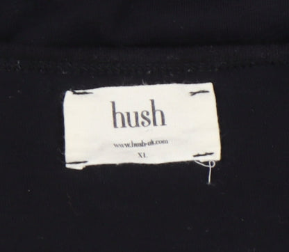 Hush Women Black XL T-Shirt Dress Scoop Neck Half Sleeve Cotton Blend