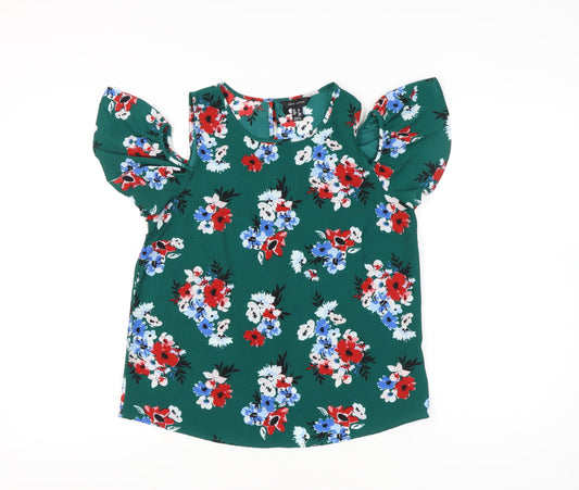 New Look Women’s Green Floral Cold Shoulder Blouse UK 12