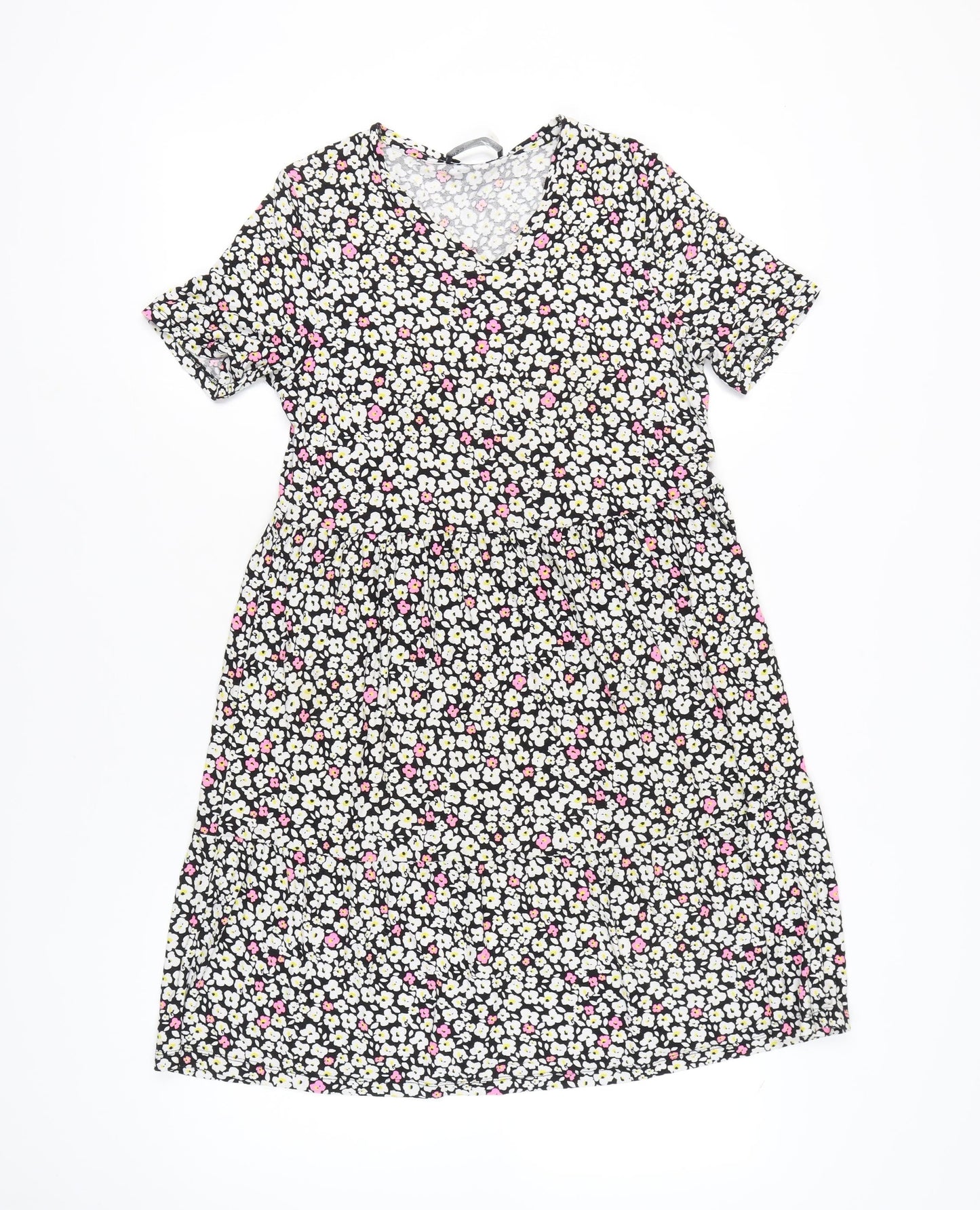 Marks and Spencer Women’s Black Floral V-Neck Skater Dress Size 10