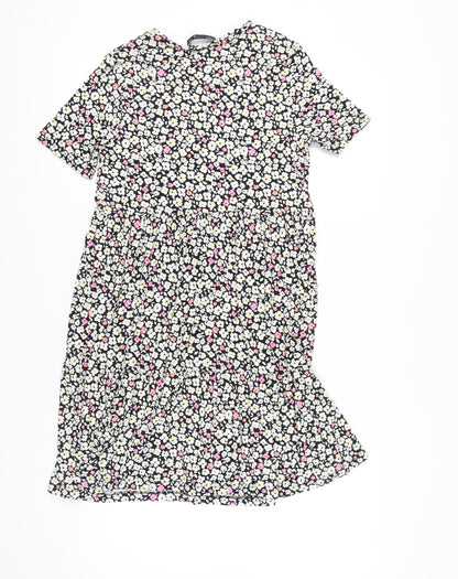 Marks and Spencer Women’s Black Floral V-Neck Skater Dress Size 10