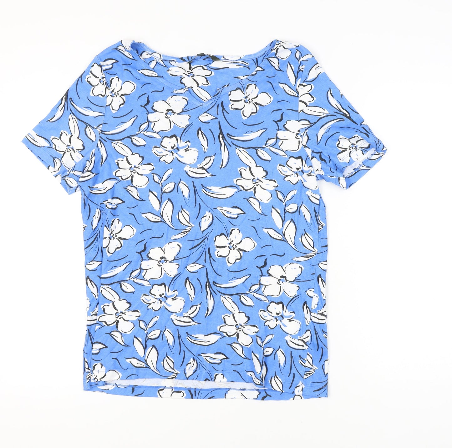 Bonmarché Women’s Blue Floral Cotton Short Sleeve T-Shirt Size 18