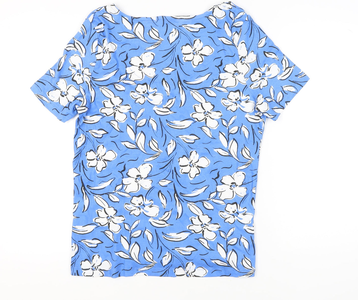 Bonmarché Women’s Blue Floral Cotton Short Sleeve T-Shirt Size 18