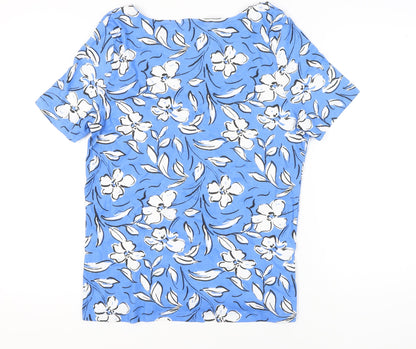Bonmarché Women’s Blue Floral Cotton Short Sleeve T-Shirt Size 18