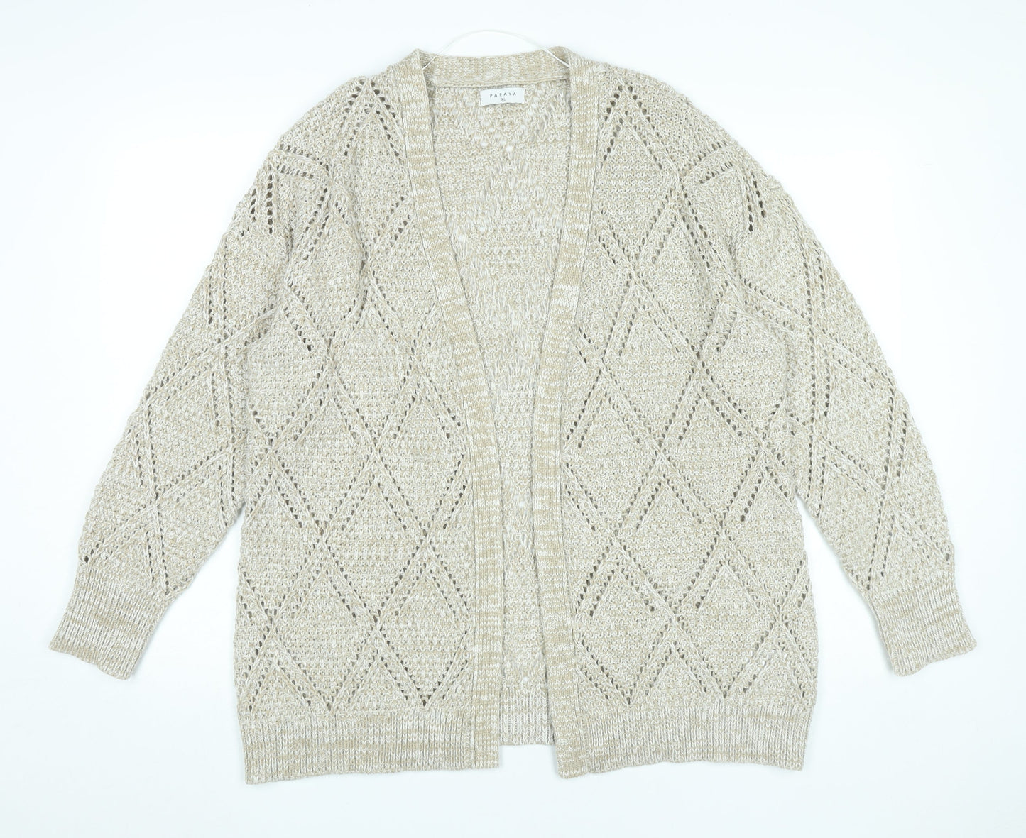 Womens UK Size XL Papaya Beige Cardigan Jumper