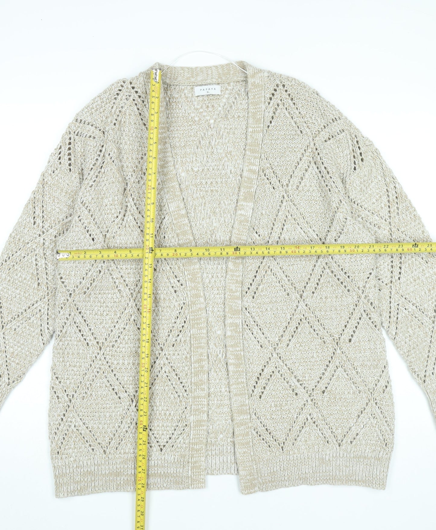 Womens UK Size XL Papaya Beige Cardigan Jumper