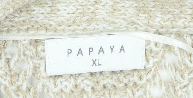 Womens UK Size XL Papaya Beige Cardigan Jumper