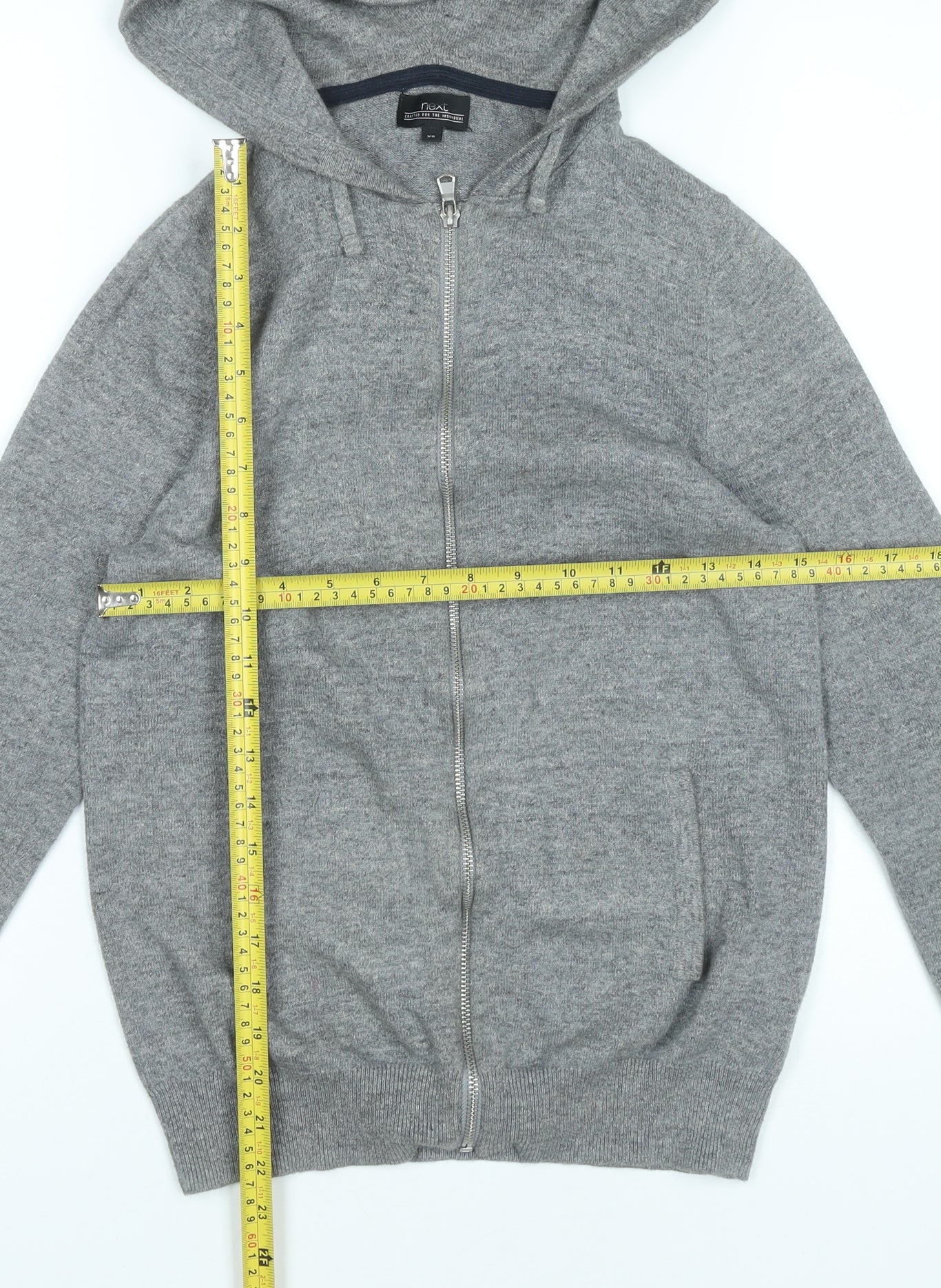 Mens UK Size XS NEXT Grey Full Zip Hoodie
