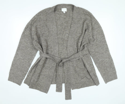 H&M Women’s Grey Belted Knit Cardigan Jumper Size S Regular Fit
