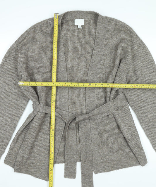 H&M Women’s Grey Belted Knit Cardigan Jumper Size S Regular Fit