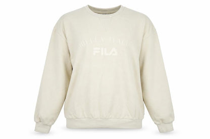 Fila Womens Beige Pullover Sweatshirt Size S Logo Crew Neck Casual