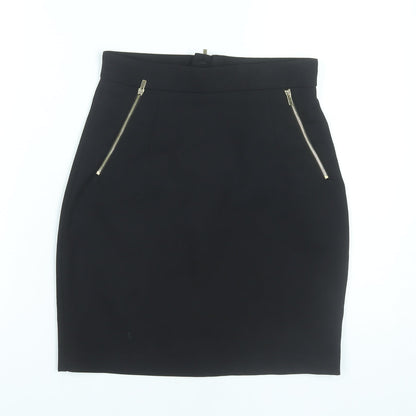 H&M Women’s Black High Rise Pencil Skirt Size 8 Zip Detail