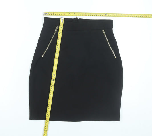 H&M Women’s Black High Rise Pencil Skirt Size 8 Zip Detail