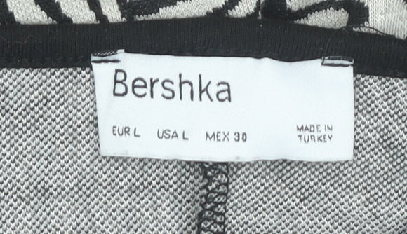 Bershka Womens Black Geometric Slip Dress L Sleeveless V-Neck