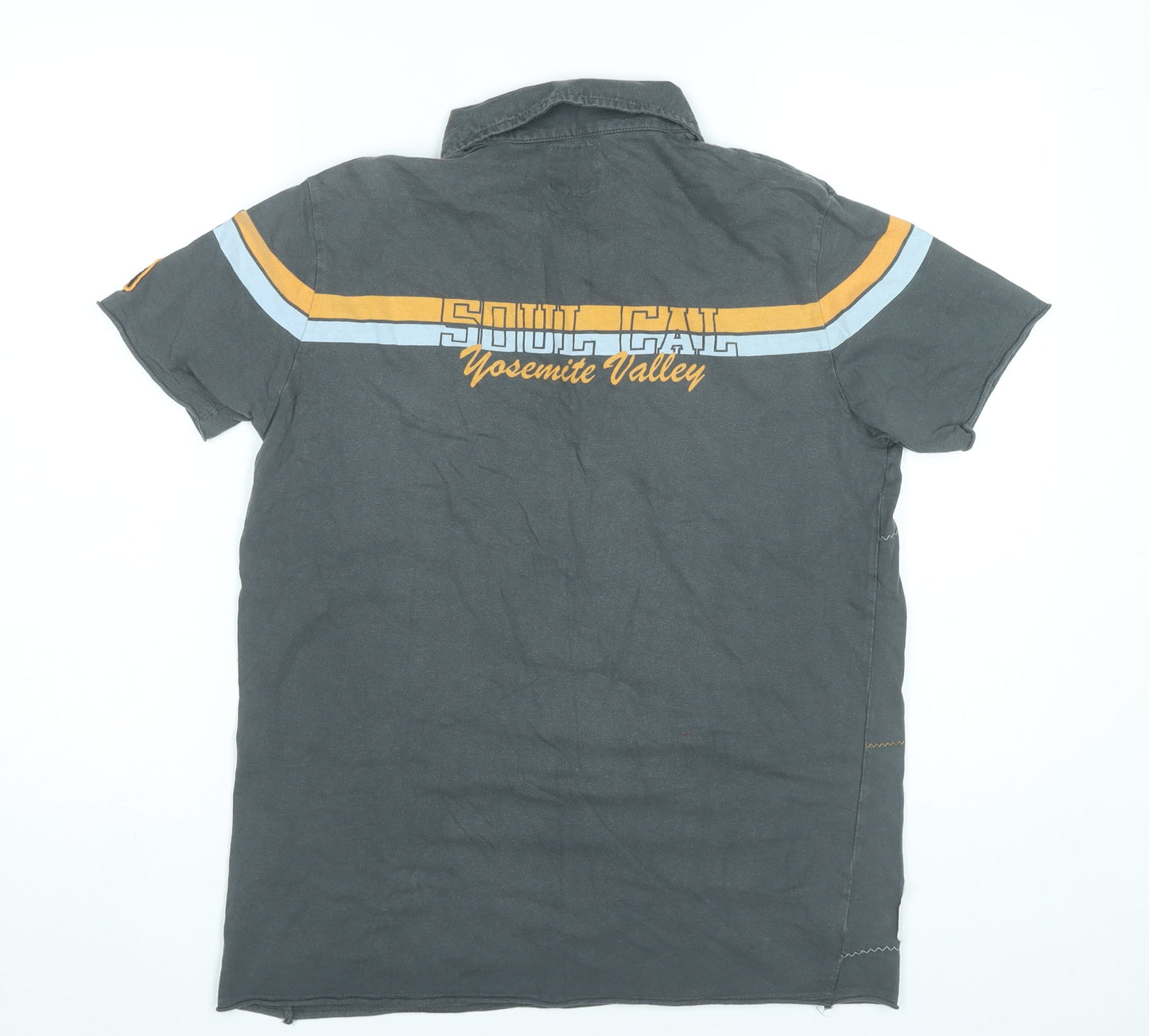 Soul Cal Men’s Grey Polo Shirt Size S Graphic Cotton Casual