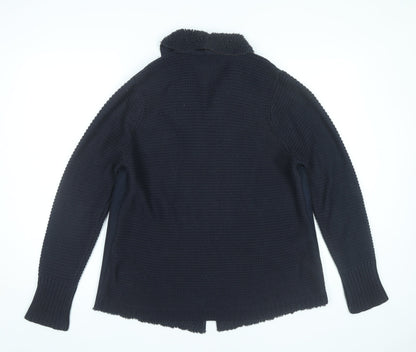 M&Co Womens Black Knit Bomber Jacket Size 14 Full Zip Autumn Winter