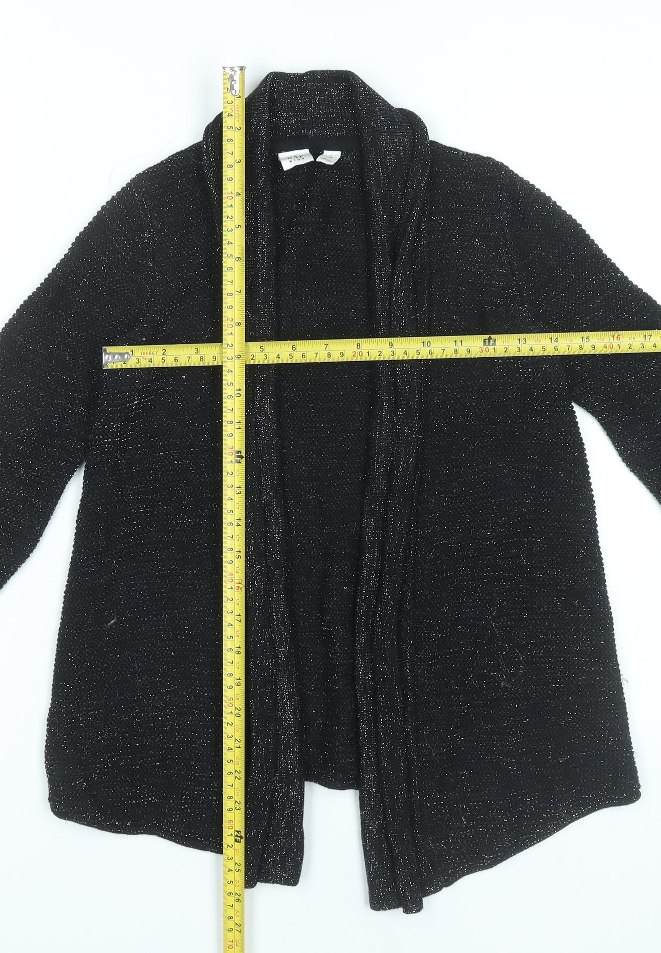 GAP Kids Girls Black Knit Cardigan Jumper Size 10-11 Years Long Sleeve