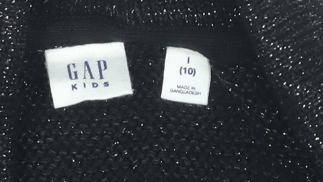 GAP Kids Girls Black Knit Cardigan Jumper Size 10-11 Years Long Sleeve